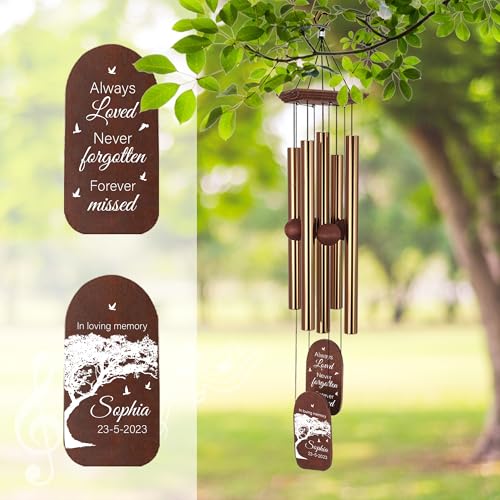 Image of ASTARIN Personalized Memorial Wind Chiems for Outside, 38 inch Sympathy with 5 Heavy Aluminum Tubes, Outdoor Deep Tone Wind Chimes Gift for Loss of Loved One, Hanging on The Porch Garden Patio Yard