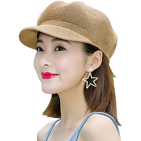 Clecibor Summer Straw Newsboy Cap Cover
