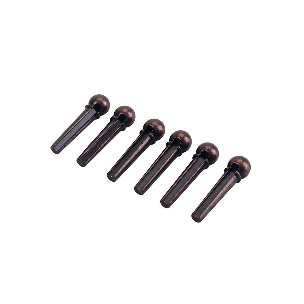 Alnicov Guitar Bridge Pins 6 szt. brązowych pinów gitarowych do wymiany gitar folk Acoustic