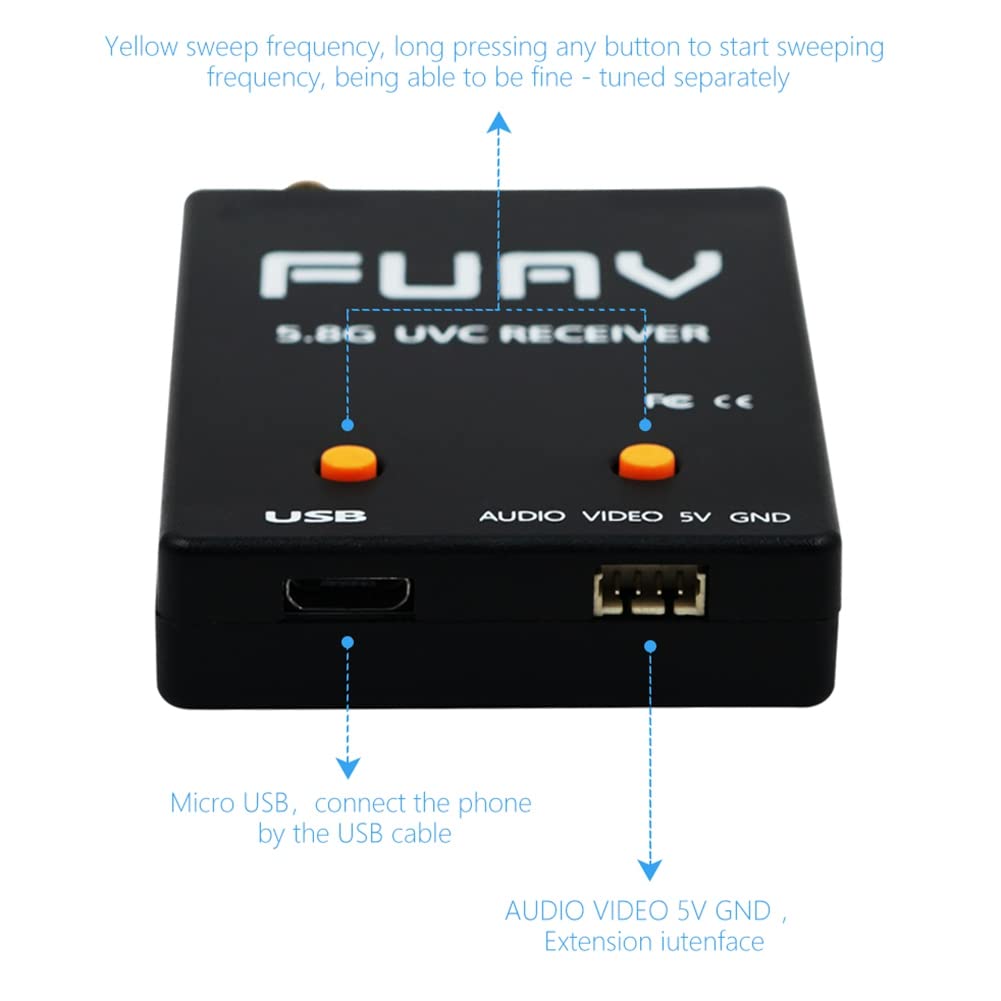 Skydroid UVC Mini FPV Récepteur OTG 5.8G 150CH Canal Transmission Vidéo Audio en Liaison Descendante pour Téléphone Android