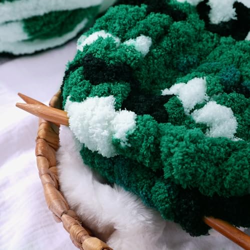 Image of MABOZOO Tie Dye Chunky Yarn for Crocheting 8 Pack,Green,Black,White Fluffy Jumbo Chenille Yarn,Soft Plush Yarn Bulky,Giant Thick Fuzzy Yarn for Hand Knitting or Arm Knitting (26 yds,7.5 oz Each Skein)