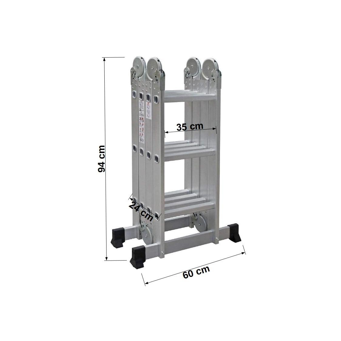 TREPPE Escalera Articulada Plegable Multifunción Aluminio 4x3 Escalones 3,58m