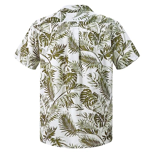 Image of American Trends High Waisted Tankini Swimsuits for Women Ruffle Tummy Control Bathing Suits, White Green Leaf, L