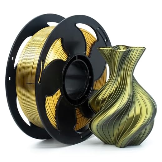 1.75mm PLA Filament Silk Dual Bi Color Black Gold, Coextrusion 3D Printer Filament with Shiny Silk Rainbow, 1kg (2.2lbs) Spool Neatly Wound Smooth Color Transition 3D Printing Rods