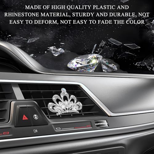 Image of Yourkar 2 PCS Bling Car Air Vent Clips, Crystal Rhinestone Crown Vent Decorative Air Freshener Clips, Sparkly Diamond A /C Outlet Aroma Diffuser Clip for Vehicles, Car Accessories (White)