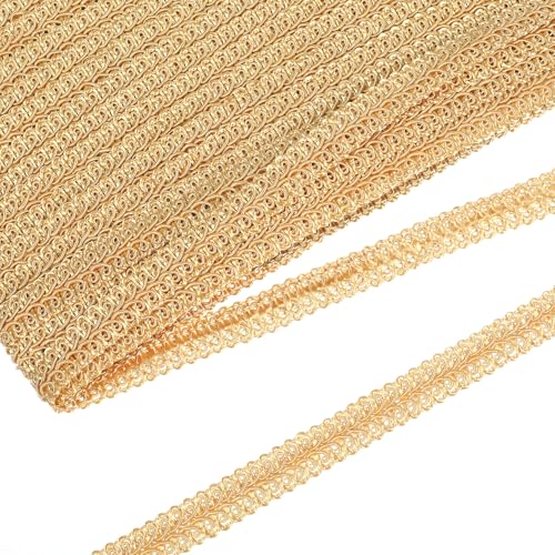 10 Yards Gold Trim for Sewing, 0.4 Inch Metallic Gold Braid Lace Trim, Fabric Trims for Costume Curtains, Slipcover, and Crafts Decoration