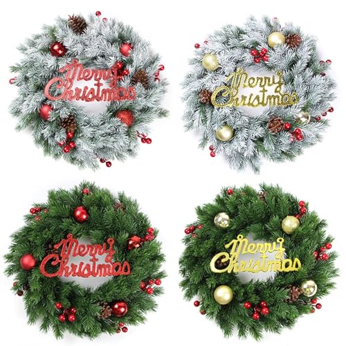 Couronne de Noël pour porte extérieure et maison lot de 2 - 5