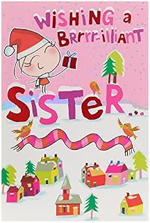 UK Greetings Christmas Card with Envelope - Sweet, Cute Design scenery, Multi