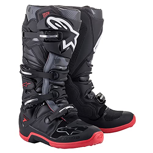 Alpinestars Tech 7 Boots Black/Cool Grey/Red Sz 12 (2012014-1153-12)