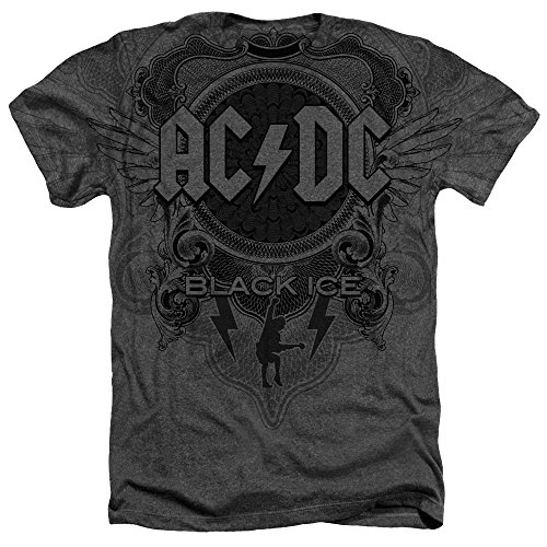 Popfunk ACDC Black Ice Motion Unisex Adult, Heather T-Shirt, Charcoal, M