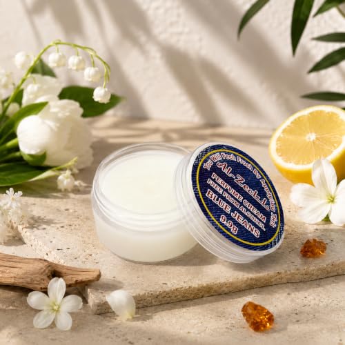Image of Solid Perfume Blue Jeans | Al Zeba Blue Jeans Solid Perfume Cream 9.9g | Alcohol Free Long Lasting Perfume Balm | Fresh Woody Musk Fragrance