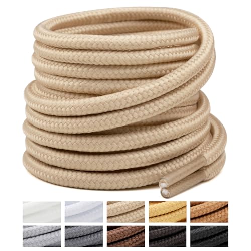 Image of Handshop 2 Pairs Round Boots Shoelaces, Heavy Duty Outdoor Shoe Laces | Replacement Shoestrings for Hiking, Running, Sporting Shoes and Work boots, Sturdy and Robust, 28 Colors, 30-63 inch Length