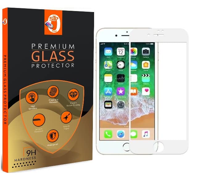 Image of STP FEEL Tempered Glass Screen Protector For iPhone 7 Plus / 8 Plus (5.5 Inch) HD Clear, Bubble-Free, Anti-Scratch Full Protection Durable Tempered Glass (Black, Pack of 2)