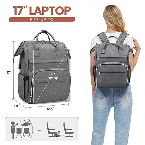 Image of LOVEVOOK Laptop Backpack for Women,17 Inch Professional Womens Travel Backpack Purse Computer Laptop Bag Nurse Teacher Backpack,Waterproof College Work Bags Carry on Back Pack with USB Port
