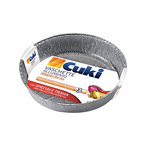Cuki Vaschette Alluminio - Doppia Forza - 8 porzioni - tonde [TG59G] - 1 confezione da 3 pezzi