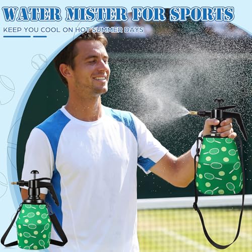 Image of Hushee 1.5 Liter Water Mister for Sports Personal Water Pump with Full Neoprene Jacket and Built in Carrying Strap, Manual Sprayer Lawn Pressure Pump Sprayer for Cooling Gym Garden (Tennis,2 Pcs)