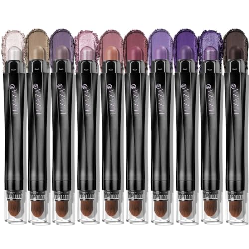 10PCS Eyeshadow Stick Set,Pro Longwear Purple Cream Eye Shadow Brightener Pencil Crayon Makeup Sticks-Grape Glam