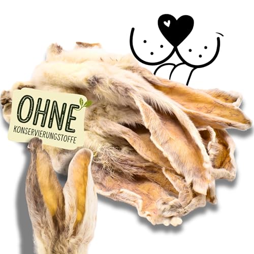 Naturbiss Hasenohren mit Fell für Hunde – 20 Stück - Barf Leckerli Hypoallergen Kausnack für Zahnpflege, Kaninchenohren 100% Natürlich - Welpen, Senioren – Trockenbarf für Hund