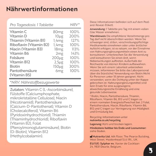 Nutravita Vitamin B Komplex mit Vitamin C + D + Biotin – Ansicht 7
