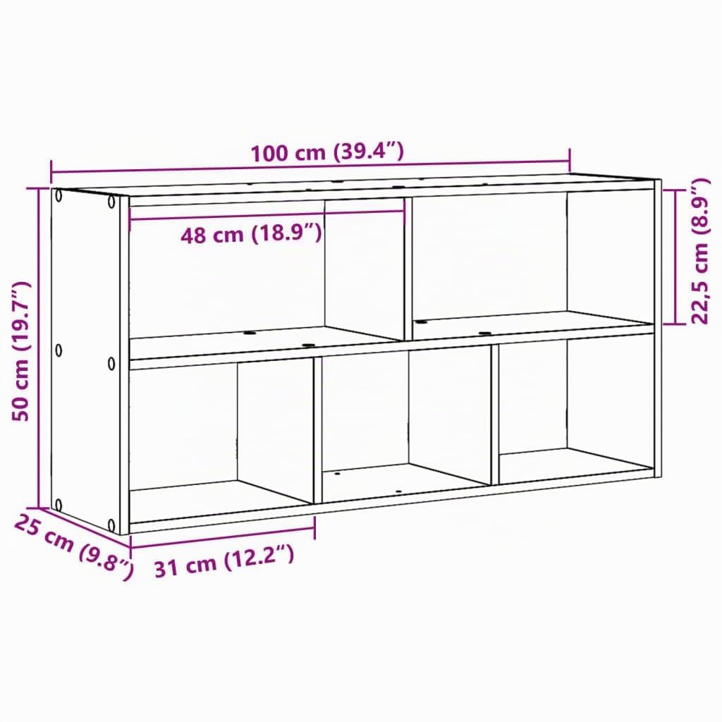 vidaXL Scaffale a Muro Grigio Cemento 100x25x50 cm Legno Multistrato