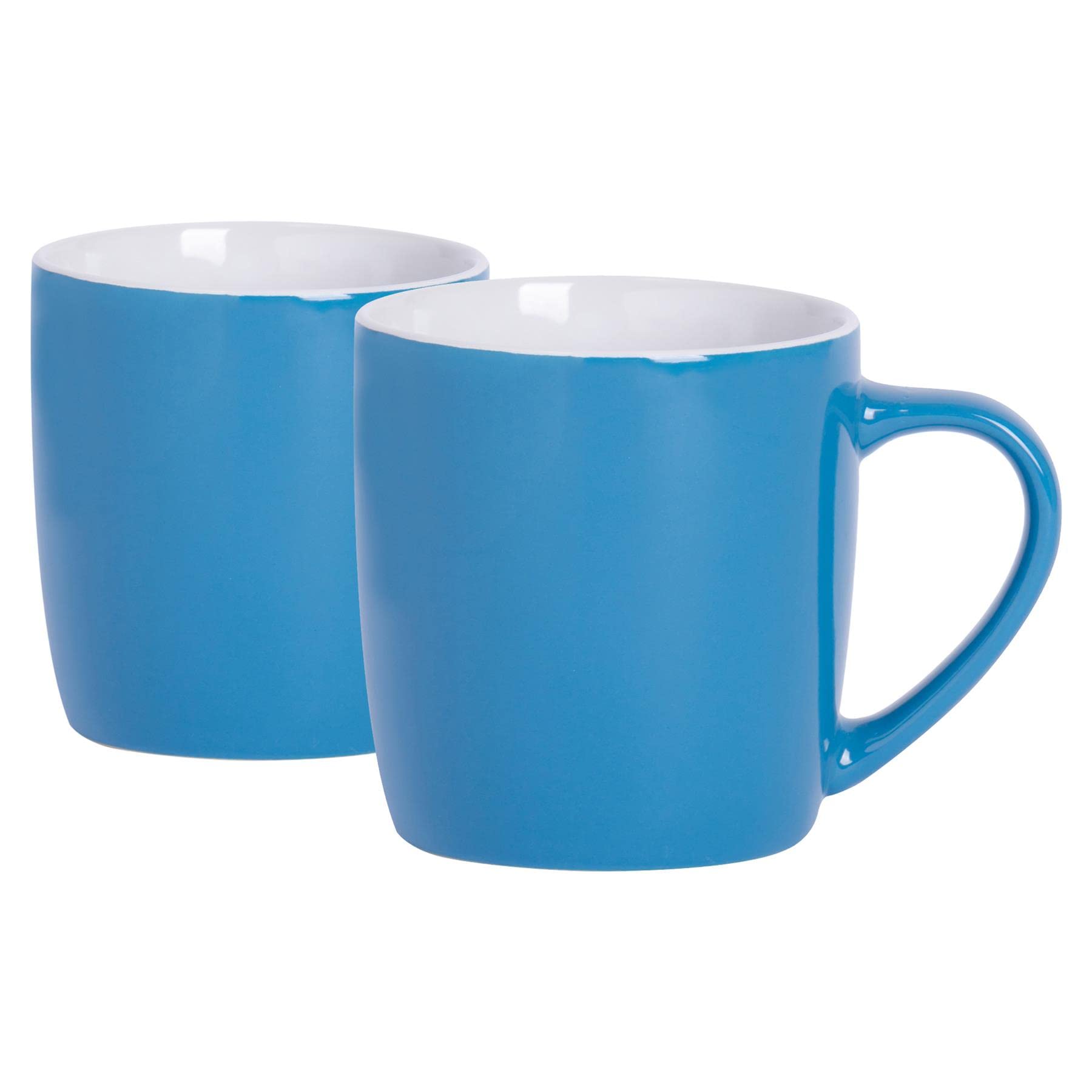 Argon Tableware Coloured Coffee Mugs - Blue - 350ml - Pack of 2 - Gloss Ceramic Stoneware Latte Cappuccino Cups Hot Chocolate Cups Colourful Mug Set with Handle โ image 1