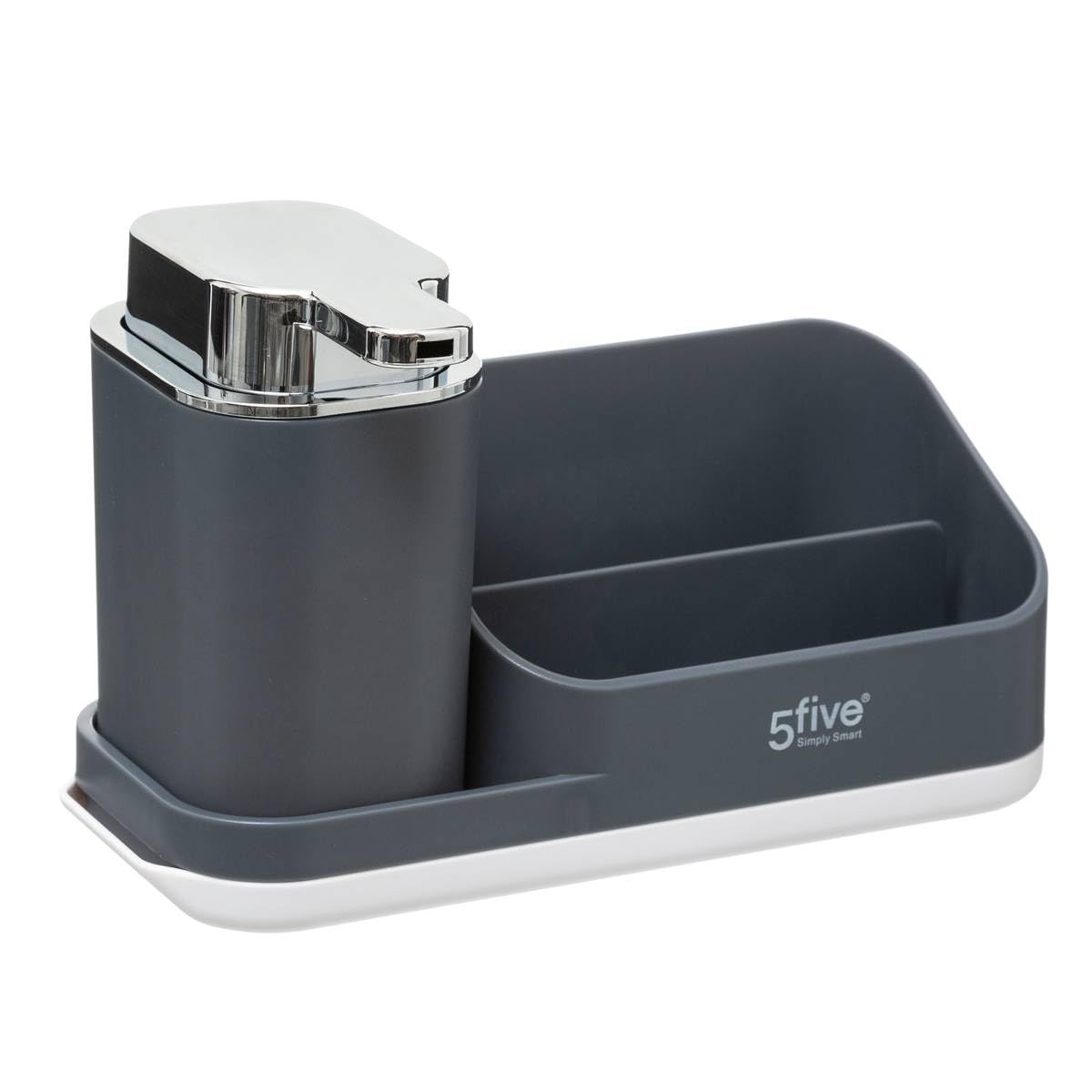 5five - organizador de fregadero "neo" gris con dosificador 300ml