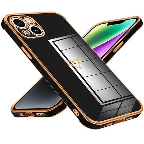 Keteen Coque Compatible avec iPhone 13 Étui Motif Coeur d'amour Mignon Ultra Fine Galvanisé Silicone TPU Étui iPhone 13 Coque Antichoc Anti-Rayures Coque pour iPhone 13-Noir Cover