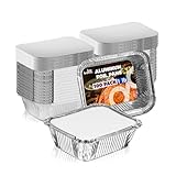 Fit Meal Prep 100 Pack 1 lb Small Aluminum Foil Pans with Lids, Disposable Take Out Food Containers with lids for Freshness and Spill Proof, Disposable Cookware for Catering, Restaurants