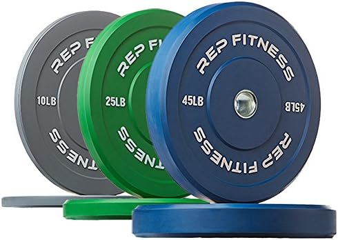 Rep Color Bumper Plates for Strength and Conditioning Workouts and Weightlifting, 160 lb Set