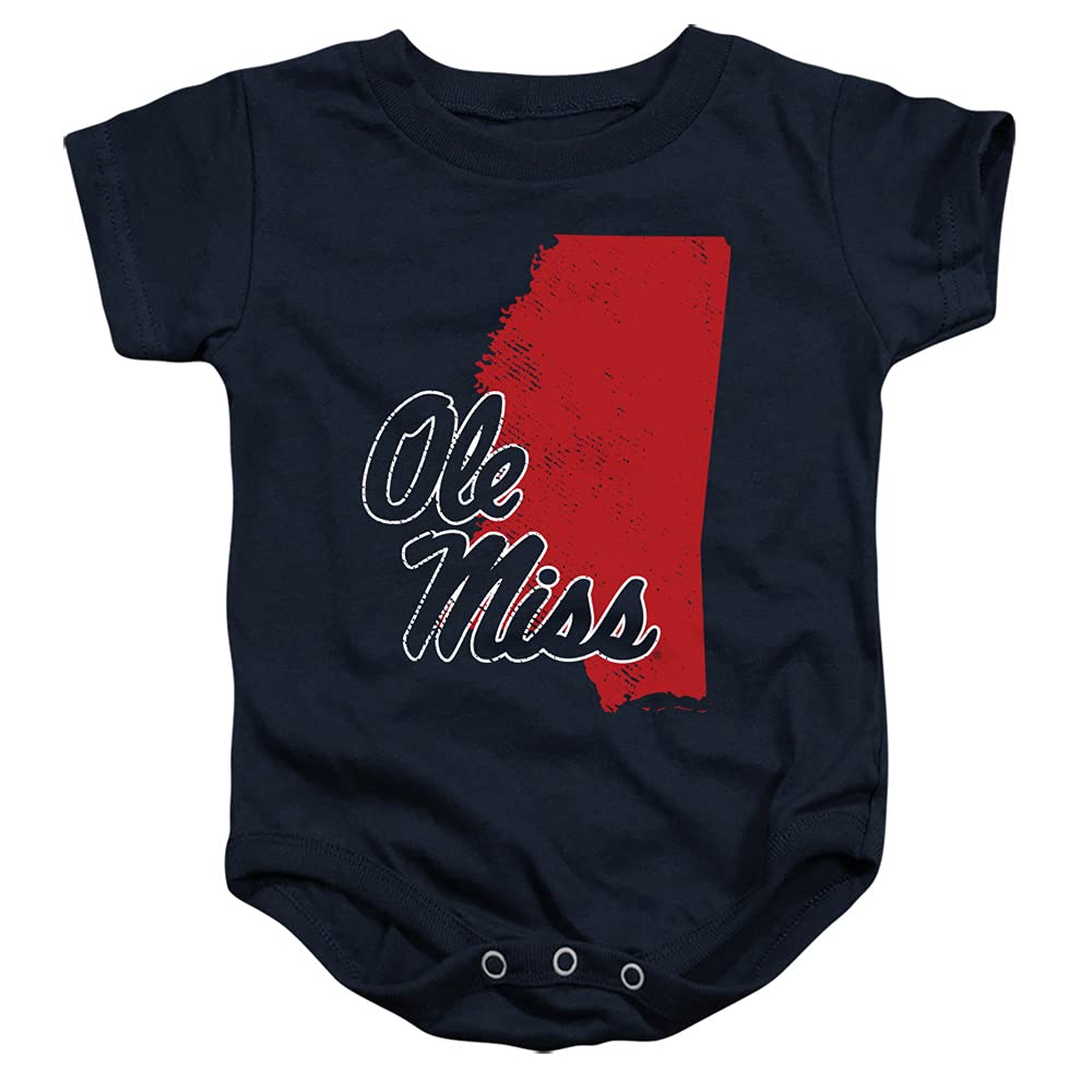University of Mississippi Ole Miss Official State Shape Unisex Infant Snap Suit for Baby,Navy, 6 Months