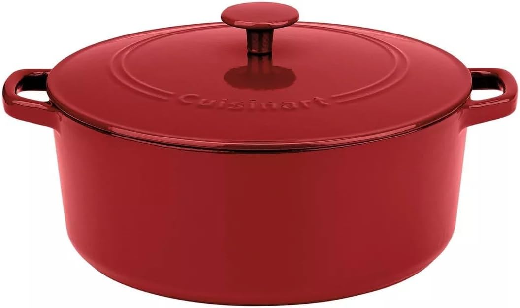 Cuisinart Chef's Classic Enameled Cast Iron Round Covered Casserole (Venice Red, 7- Quart)