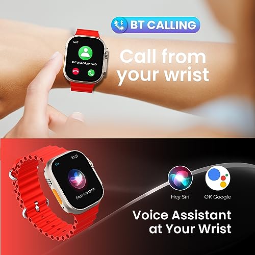 Image of Kratos SW17 Ultra+ Smartwatch with 1.96 inch Touch Display, Advanced BT Calling, Wireless Charging Smart Watch, Voice Assistant, 100+ Sports Modes, Rotating Crown, Metallic Body, IP67, Heart Rate, SpO2