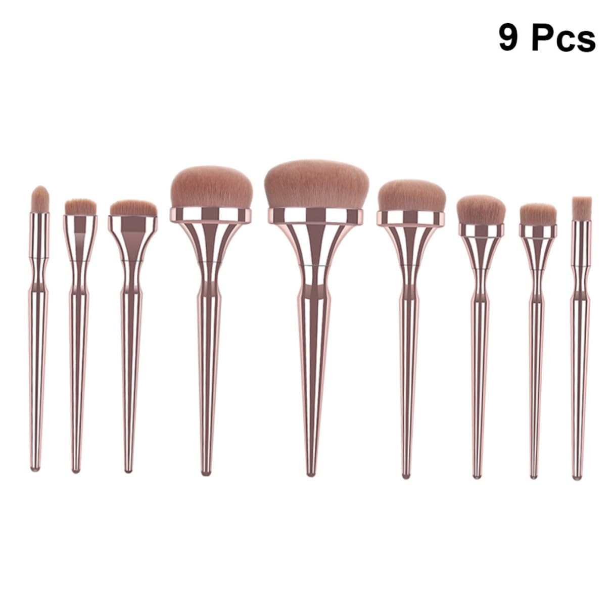 Set di 9 Pennelli Make Up Professionali in Nylon e Plastica Setole Dense per Applicazione Uniforme, per Uso Quotidiano