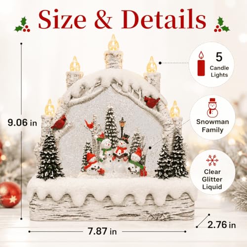image for Yuxelulmai Christmas Snow Globe Lantern with Music & 6H Timer, Snowman