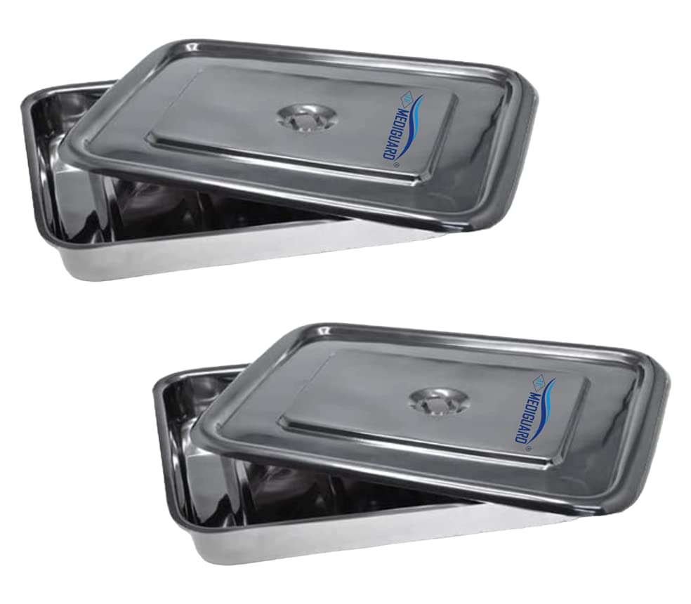 MEDIGUARD Stainless Steel Medical Instrument Tray with Lid (Size 12x10) Pack of 2 (B0C1GN8S2Z) Amazon Price History, Amazon Price Tracker