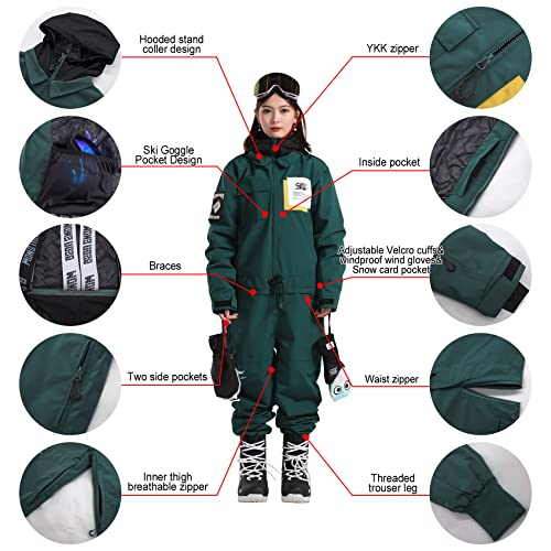 Gaenmesn Women's One Piece Waterproof Ski Jacket Outdoor Sports With Hat Windproof Ski Suits Snowsuit Snow Coat Pants #TOP4