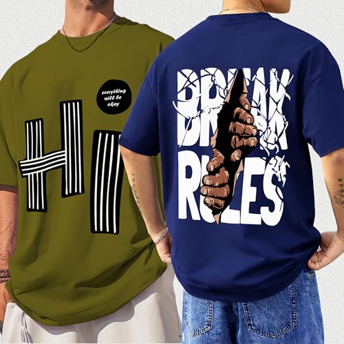 Image of AUSK Oversized T-Shirts || Printed Loose Fit Half Sleeve Tshirt for Mens