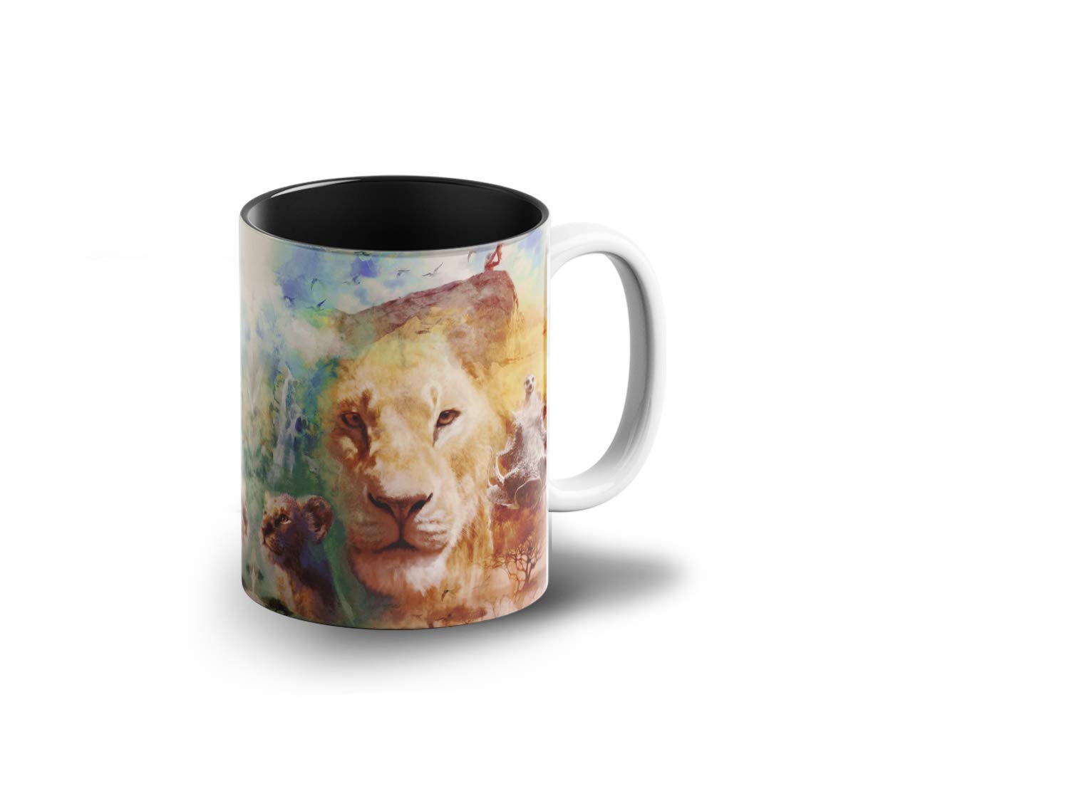 Prink The Lion King Movie Inner Black Coffee Mug with Print | Simba Coffee Mugs | Lion King Coffee Mugs | Gift for Kids |330ml,Microwave & Dishwasher Safe |