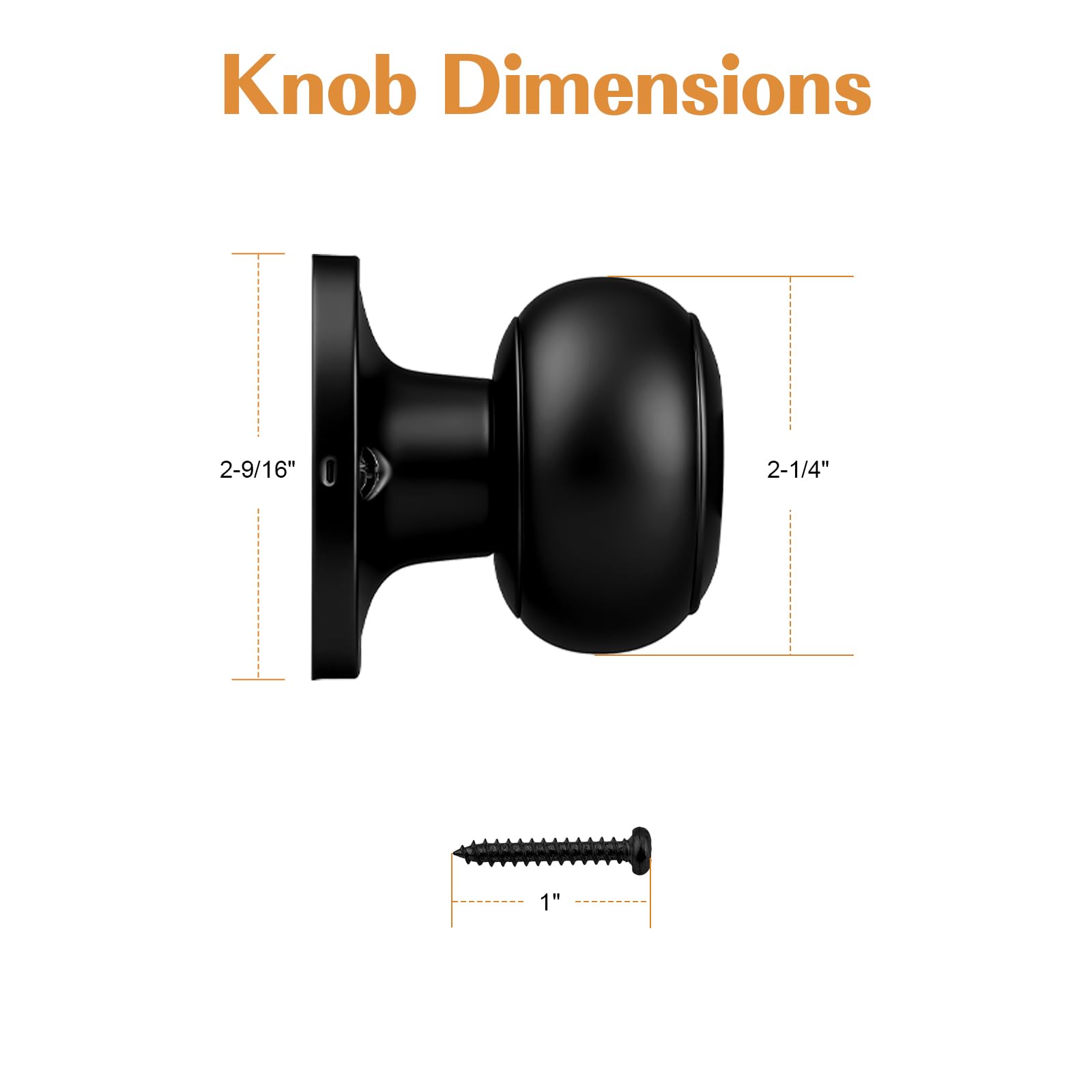 Black Dummy Door Knobs - 4 Pack -5