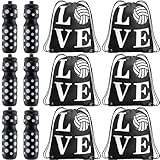 Talltalk 12 Pcs Volleyball Party Favors 24 oz Volleyball Water Bottle Gift for Volleyball Team with Drawstring Bag Volleyball Tumbler Cup Volleyball Themed Accessories for Sports Events Gift Supplies