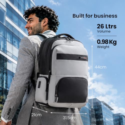 Image of American Tourister Verve 17 inch Laptop Backpack | USB Charging Port | Smart Trolley Sleeve | Hidden Pocket | Tractum Suspension Straps | Office Bag for Men and Women | 1 Year Global Warranty