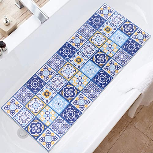 Badewannenmatte rutschfest, 100x40cm, Weich Komfort Sicherheits Duschmatte rutschfest mit Ablauflöchern, PVC-Luffa Massage Badematte für Badewanne,Dusch und Nassbereiche, Schnell Trocknend Cover