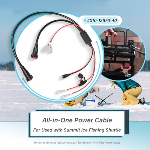 Replace for Garmin 010-12676-40 All-in-One Power Cable for Used with Summit Ice Fishing Shuttle Compatible with Panoptix LiveScope System Panoptix PS22 transducer ECHOMAP Chartplotter