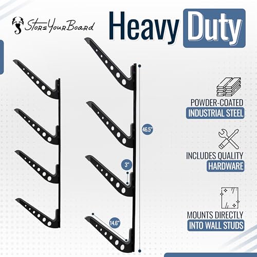 image for StoreYourBoard Adjustable Surfboard Storage Rack, 4 Board Wall Mount D