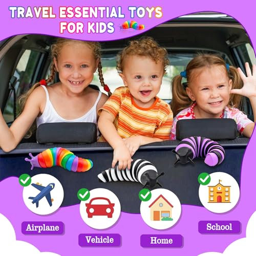 Cevioce Fidget Slug Toy 3Pcs Autism Sensory Toys for Autistic Children Toddler Airplane Car Travel Essential Toys Slug Fidget Toys for Kids & Adults Christmas Stocking Stuffers Gifts for Girls Boys - Image 4