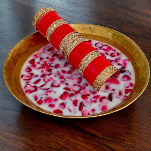 Image of Lucky Jewellery Bridal Bangle Set Dhanteras /Diwali /Bhai Dooj Collection Wedding Chuda Designer Chura Fashion Choora For Women (693-M1C1-741-R)