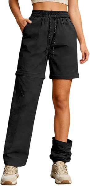 Générique Pantalon De Randonnée Convertible Femme, Jambes Amovibles, Léger, Séchage Rapide, Pantalon Cargo Extérieur, Short Réversible, Poches pour Marche et Activités Outdoor