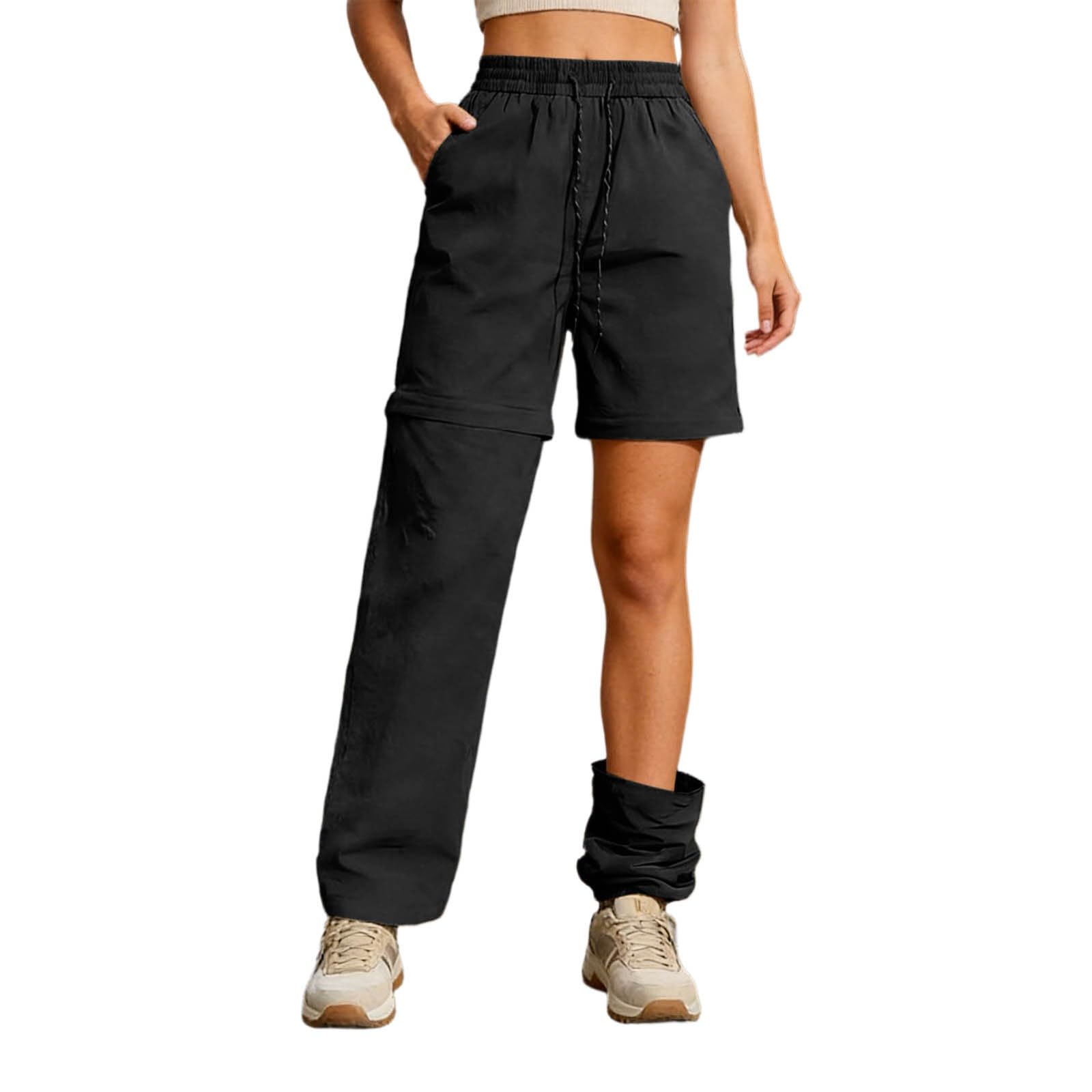 Générique Pantalon De Randonnée Convertible Femme, Jambes Amovibles, Léger, Séchage Rapide, Pantalon Cargo Extérieur, Short Réversible, Poches pour Marche et Activités Outdoor