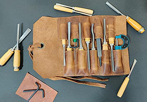 Leather Tool Roll Up Pouch - Leather Tool Wrench Roll/Chisel Bag By Rustic Town #TOP5