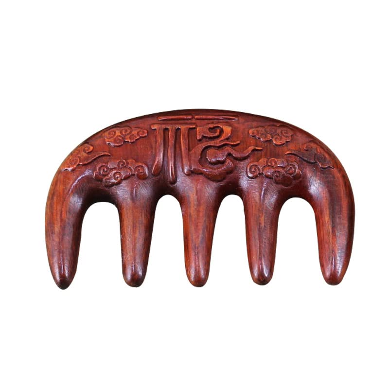 Mascot Wooden crafts Wood carving art Wood decoration artwork 悉角紫檀木梳 便携化妆梳子 健康手柄木梳雕花工艺(5号)
